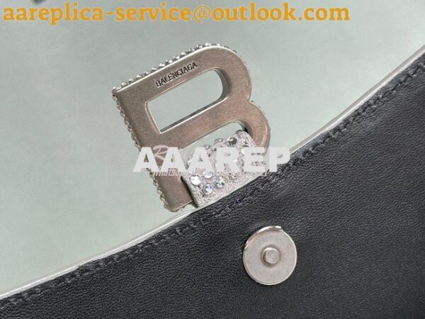 Replica Balenciaga Hourglass Wallet On Chain With Rhinestones In Grey 16