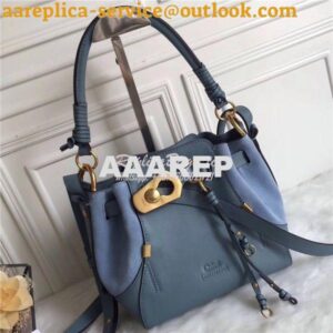 Replica Chloe Small Owen bucket bag in grey blue smooth & suede calfsk