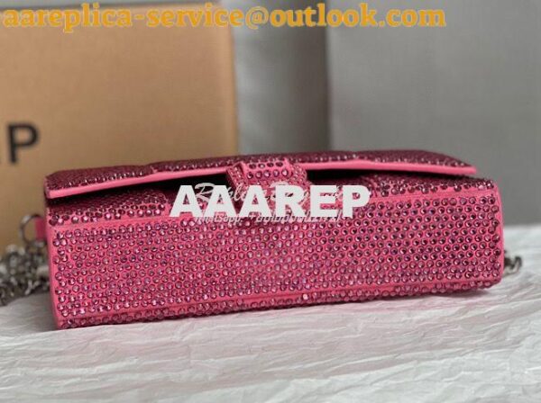 Replica Balenciaga Hourglass Wallet On Chain With Rhinestones In Pink 13