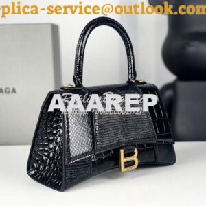 Replica Balenciaga Hourglass XS S Top Handle Handbag In Calfskin Croco 2