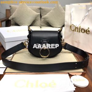 Replica Chloe Tess Bag in Shiny and Suede Leather 3727 Black 2