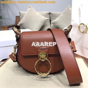 Replica Chloe Tess Bag in Shiny and Suede Leather 3727 Brown 2