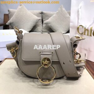 Replica Chloe Tess Bag in Shiny and Suede Leather 3727 Grey 2