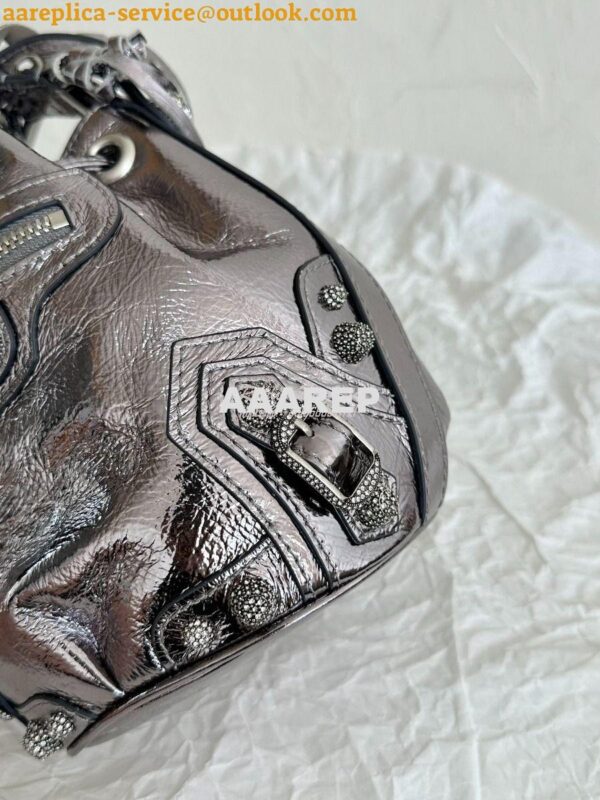 Replica Balenciaga Le Cagole XS Bucket Bag in Metallized With Rhinesto 7