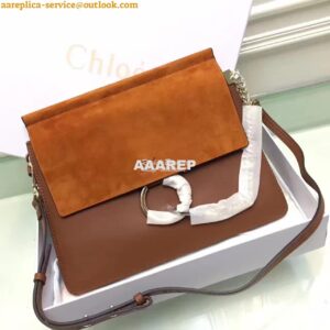 Replica Chloe Faye Shoulder Bag Smooth n Suede Calfskin Brown