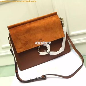 Replica Chloe Faye Shoulder Bag Smooth n Suede Calfskin Brown 2