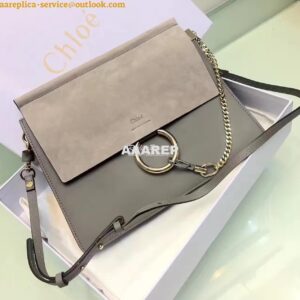 Replica Chloe Faye Shoulder Bag Smooth n Suede Calfskin Grey