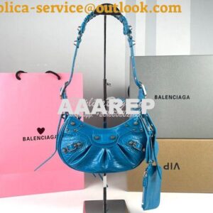 Replica Balenciaga Le Cagole XS S Shoulder Bag in Blue Supple Crocodil 2