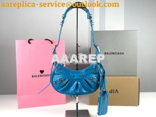 Replica Balenciaga Le Cagole XS S Shoulder Bag in Blue Supple Crocodil 2