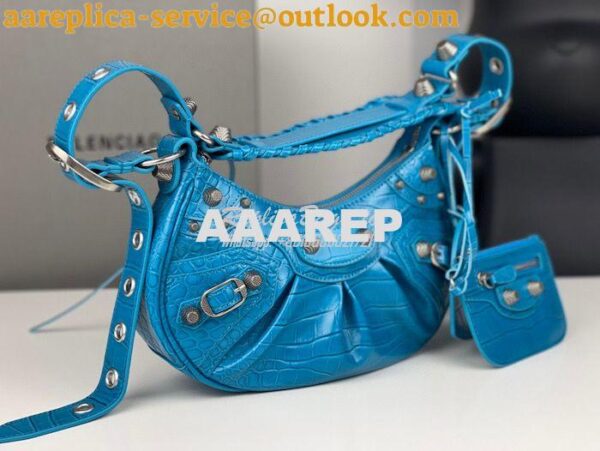 Replica Balenciaga Le Cagole XS S Shoulder Bag in Blue Supple Crocodil 4