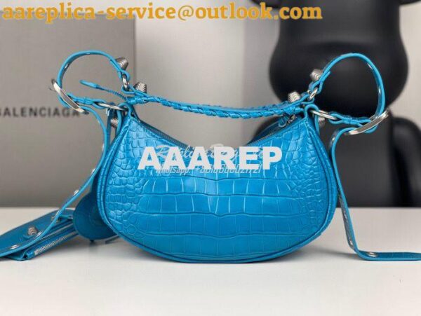 Replica Balenciaga Le Cagole XS S Shoulder Bag in Blue Supple Crocodil 5