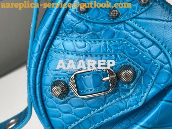 Replica Balenciaga Le Cagole XS S Shoulder Bag in Blue Supple Crocodil 10