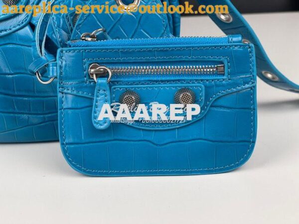 Replica Balenciaga Le Cagole XS S Shoulder Bag in Blue Supple Crocodil 13