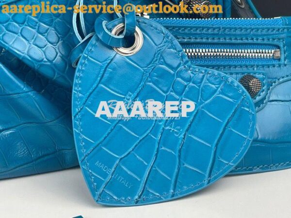 Replica Balenciaga Le Cagole XS S Shoulder Bag in Blue Supple Crocodil 14