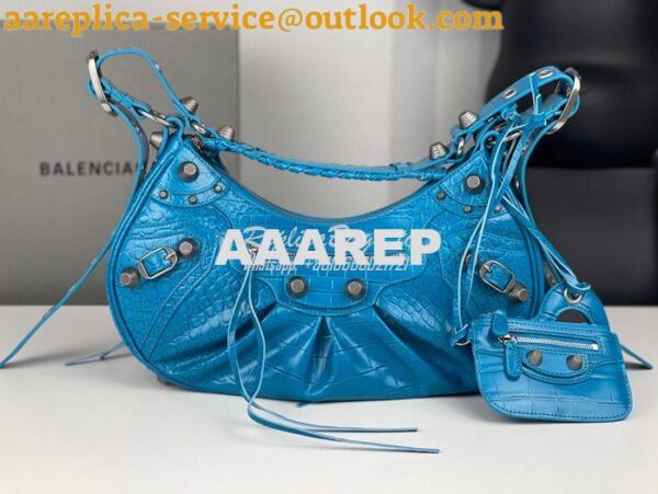 Replica Balenciaga Le Cagole XS S Shoulder Bag in Blue Supple Crocodil 16