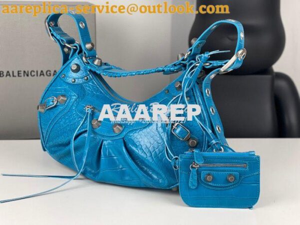 Replica Balenciaga Le Cagole XS S Shoulder Bag in Blue Supple Crocodil 17