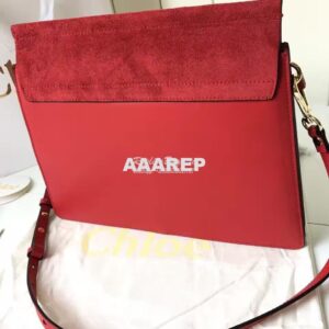 Replica Chloe Faye Shoulder Bag Smooth n Suede Calfskin Red 2