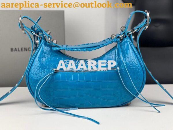 Replica Balenciaga Le Cagole XS S Shoulder Bag in Blue Supple Crocodil 20