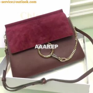 Replica Chloe Faye Shoulder Bag Smooth n Suede Calfskin Wine