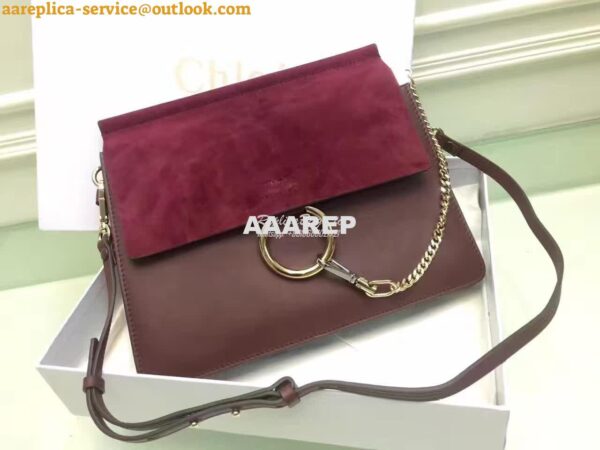 Replica Chloe Faye Shoulder Bag Smooth n Suede Calfskin Wine