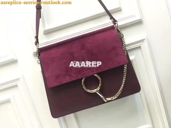 Replica Chloe Faye Shoulder Bag Smooth n Suede Calfskin Wine 5