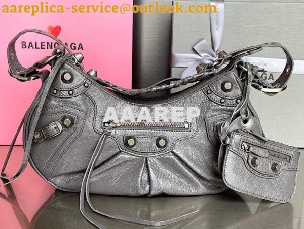 Replica Balenciaga Le Cagole XS S Shoulder Bag in Lambskin Grey 671307 12