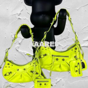 Replica Balenciaga Le Cagole XS S Shoulder Bag in Lambskin Neon Yellow