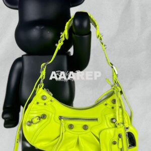 Replica Balenciaga Le Cagole XS S Shoulder Bag in Lambskin Neon Yellow 2