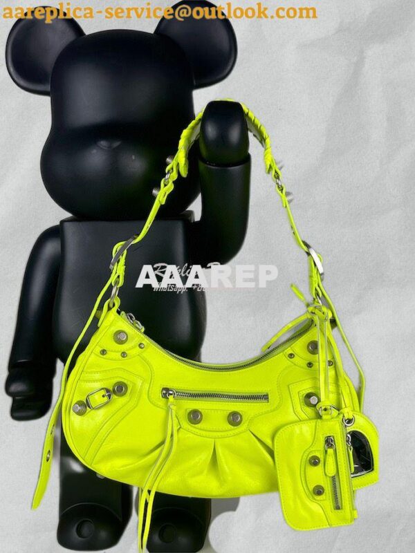 Replica Balenciaga Le Cagole XS S Shoulder Bag in Lambskin Neon Yellow 4