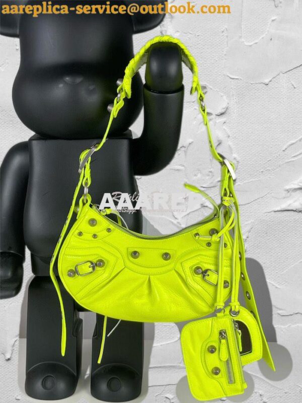 Replica Balenciaga Le Cagole XS S Shoulder Bag in Lambskin Neon Yellow 5