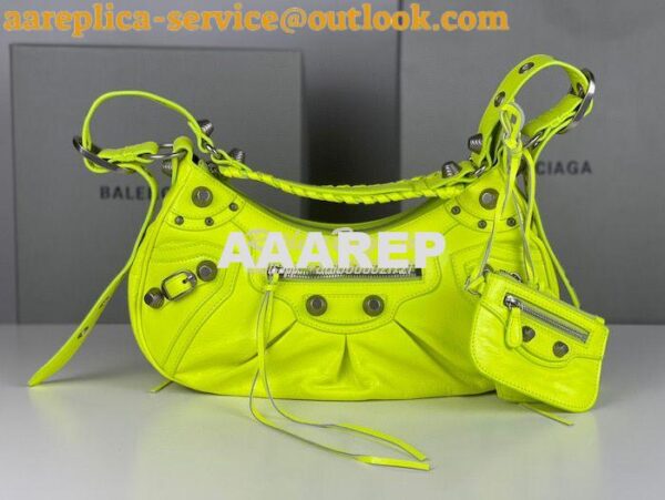 Replica Balenciaga Le Cagole XS S Shoulder Bag in Lambskin Neon Yellow 6