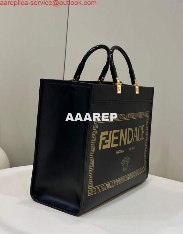 Replica Fendi 8BH386 Sunshine Medium Tote Bag Black 4