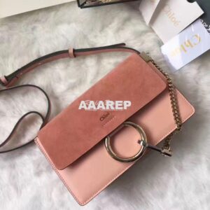 Replica Chloe Faye Small shoulder bag in Suede and Smooth Calfskin Pin 2