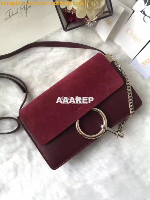 Replica Chloe Faye Small shoulder bag in Suede and Smooth Calfskin Sie 3