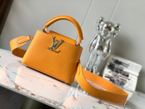 Replica Louis Vuitton Capucines Mini LV Bag Safran Imperial Yellow M21168 4