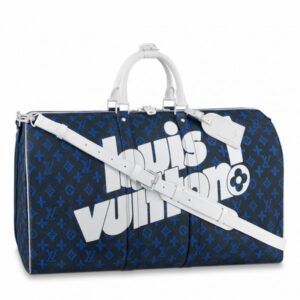 Replica Louis Vuitton Keepall Bandouliere 55 Blue Monogram M45874