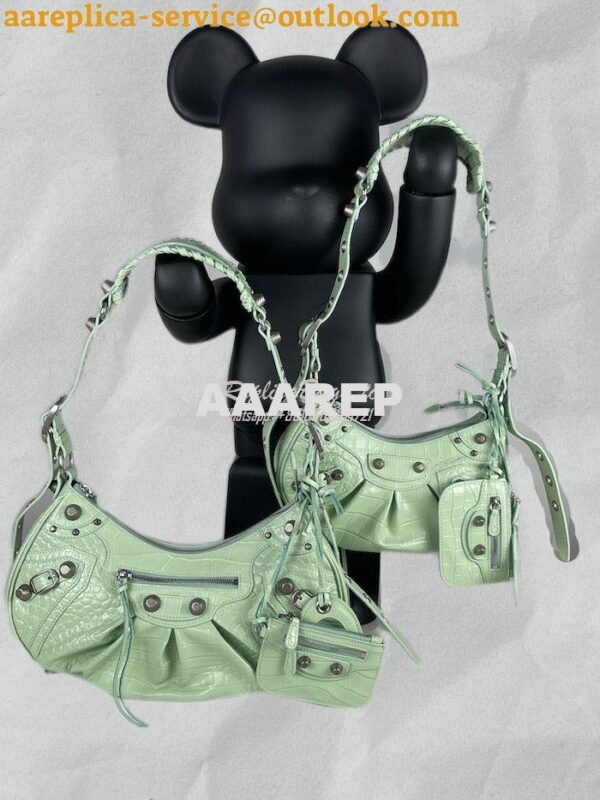 Replica Balenciaga Le Cagole XS S Shoulder Bag in Mint Supple Crocodil