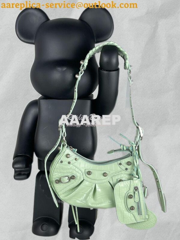 Replica Balenciaga Le Cagole XS S Shoulder Bag in Mint Supple Crocodil 3