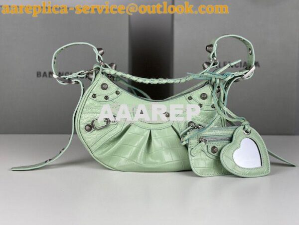 Replica Balenciaga Le Cagole XS S Shoulder Bag in Mint Supple Crocodil 4