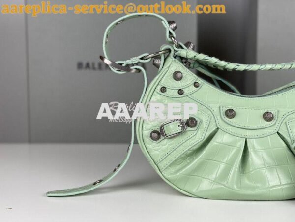Replica Balenciaga Le Cagole XS S Shoulder Bag in Mint Supple Crocodil 5