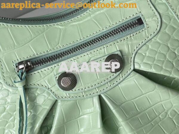 Replica Balenciaga Le Cagole XS S Shoulder Bag in Mint Supple Crocodil 23