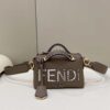 Replica Fendi 8BL145 By The Way Mini Midi Dove gray FF tapestry fabric bag small Boston bag 2