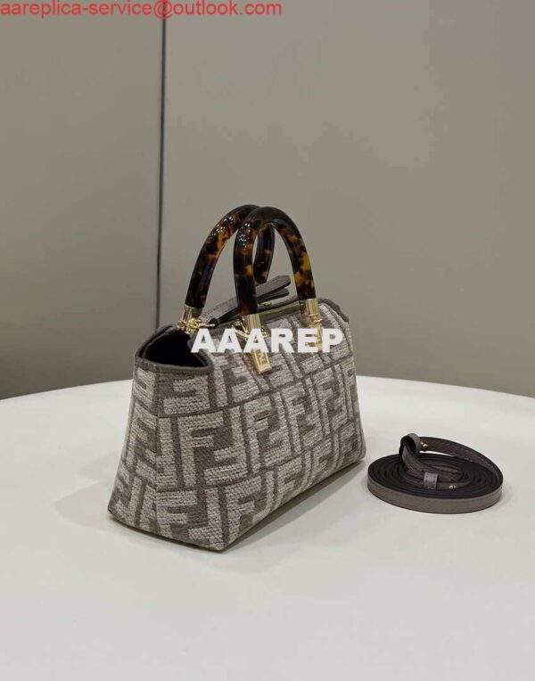 Replica Fendi 8BL145 By The Way Mini Midi Dove gray FF tapestry fabric bag small Boston bag 3