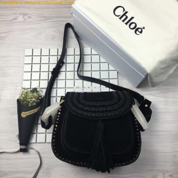 Replica Chloe Hudson Shoulder Bag in Suede Calfskin Black 5