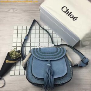 Replica Chloe Hudson Shoulder Bag in Suede Calfskin Ocean 2