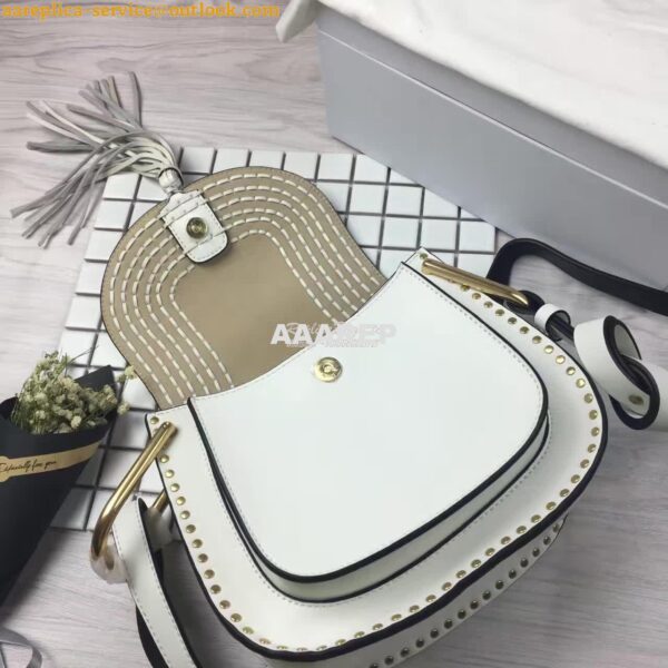 Replica Chloe Hudson Shoulder Bag in Suede Calfskin White 7