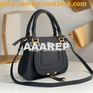 Replica Chloe Marcie Medium Satchel Bag Black 2