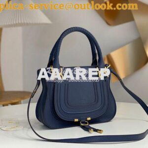 Replica Chloe Marcie Medium Satchel Bag Blue 2