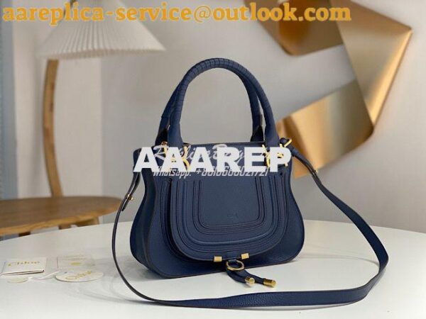 Replica Chloe Marcie Medium Satchel Bag Blue 2