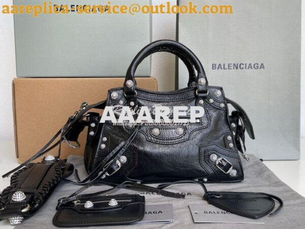 Replica Balenciaga Neo Cagole XS Handbag in Black Arena Lambskin with 3